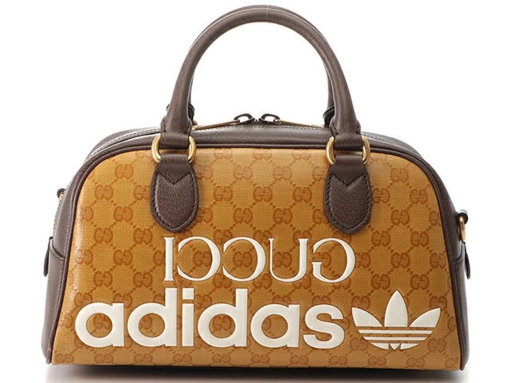 Gucci x Adidas Duffle Bag GG Crystal Brown Leather SJ
